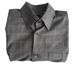 ORVIS Men’s Luxury Cotton & Merino Long Sleeve Button Dress Shirt Gray Plaid M